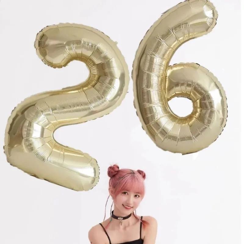 40inch Light Gold Foil Number Balloons for 1st Kids 30th Adult Birthday Party Decoration Supplies Large 0-9 Helium Digit Globos