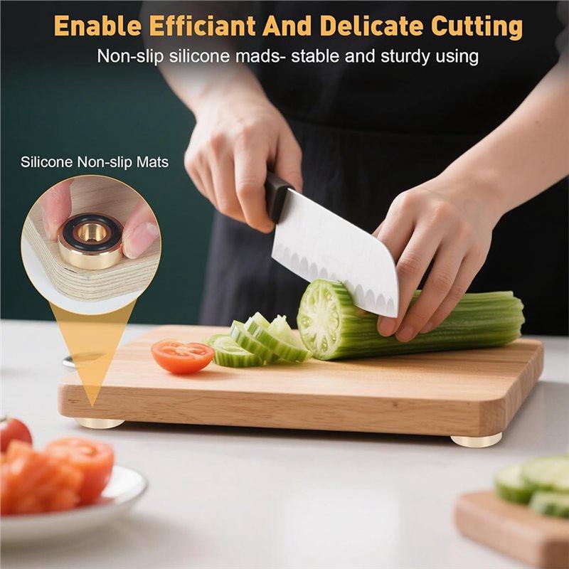 ABFS Gold Legs Cutting Board Feet 8Pcs Brass Set With Nonslip Pads-Non-Slip 1.18X0.39Inch Kit For Furniture