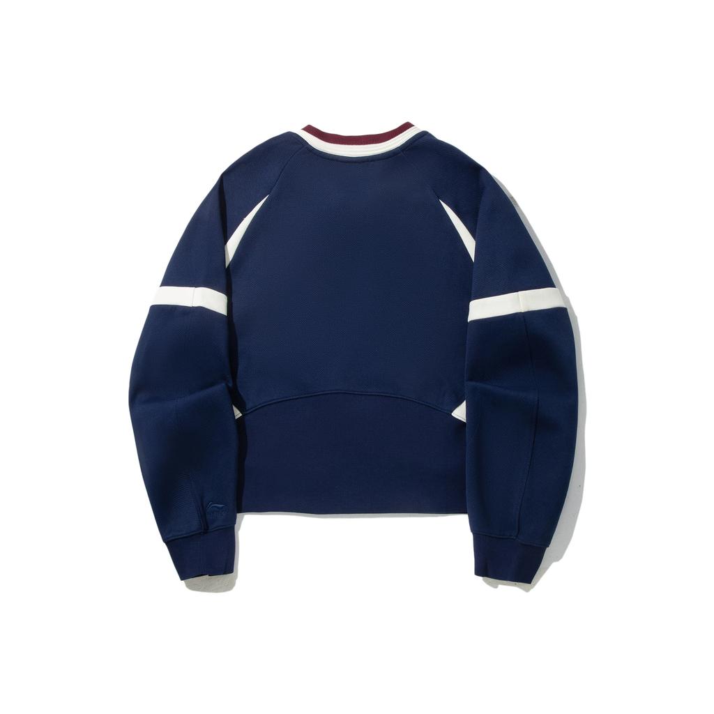 Li Ning Trendy Sports Series Color Block Letter Number Soft Breathable Loose Sweatshirt Women sweatshirt AWDVE50-3