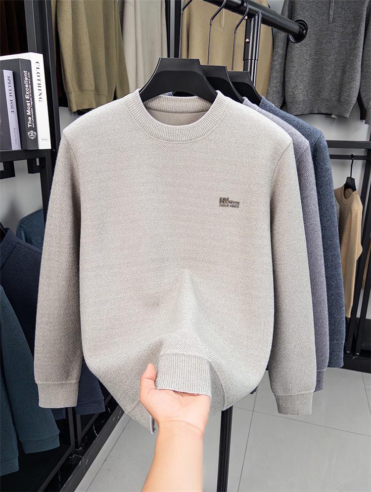 Men's Winter Thickened Mink Wool & Velvet Knit Sweater - Warm, Casual Fashion Pullover for Middle-Aged Men