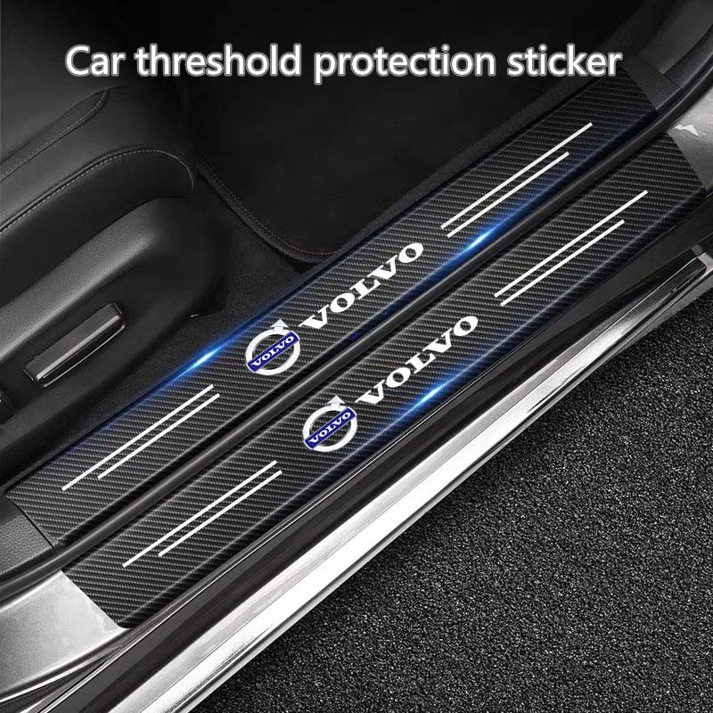 Carbon Fibre Car Door Sill Rear Bumper Protector Sticker Rear Tailgate Protector For Volvo S60 S90 XC40 XC60 V90 S40 Accessories