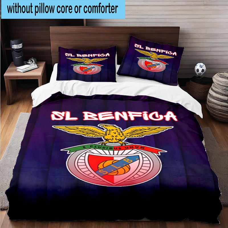 Set Biancheria da Letto Stampato 3 Pezzi Club di Calcio Benfica Chiusura Copripiumino Include 1 Copripiumino & 2 Federe Set Biancheria da Letto Decorazioni per la Casa Regali