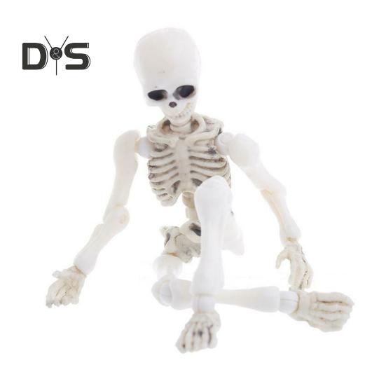 Halloween Skeleton Figurine Movable Joints Human Model Resin Skeleton Statue Sculpture Home Office Desktop Decoration Ornament