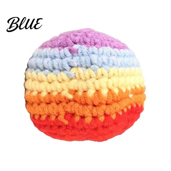 Educational Sandbag Toy Handmade Crochet Footbag Soft Knitted Juggling Toys for Baby Sensory Play Kids Colorful Toss Game Preschool Outdoor A