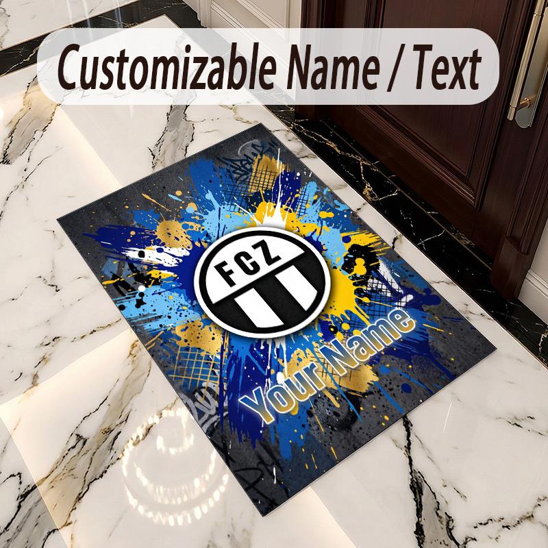Crystal Velvet Rug FC Zürich Print Custom Name Text Floor Mat Home Decor