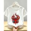 Europäische Größen Kinder-T-Shirt Lebendig und Trendig Flammen-Thema Kreativer Blockdruck, Dynamische Energie und Streetstyle Ausstrahlend. Baumwollstoff, Atmungsaktiv
