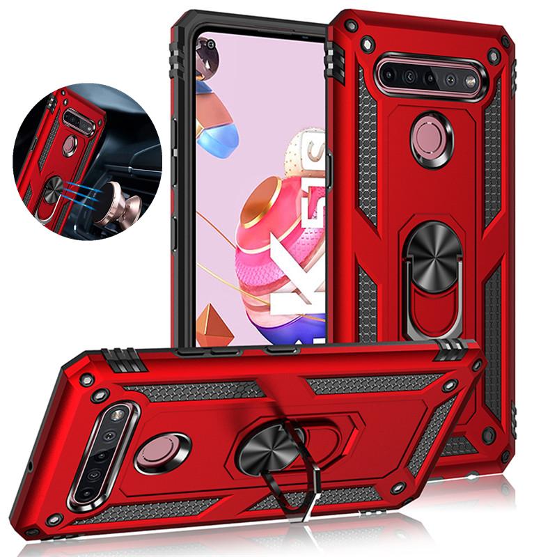 For LG K40 K40S K50 K50S K51 K51S K52 K53 K61 K22 K31 K71 K92 5G Deksel Støtsikkert Armor Bilholder Ringdeksel for LG Q60 Q51 Q61