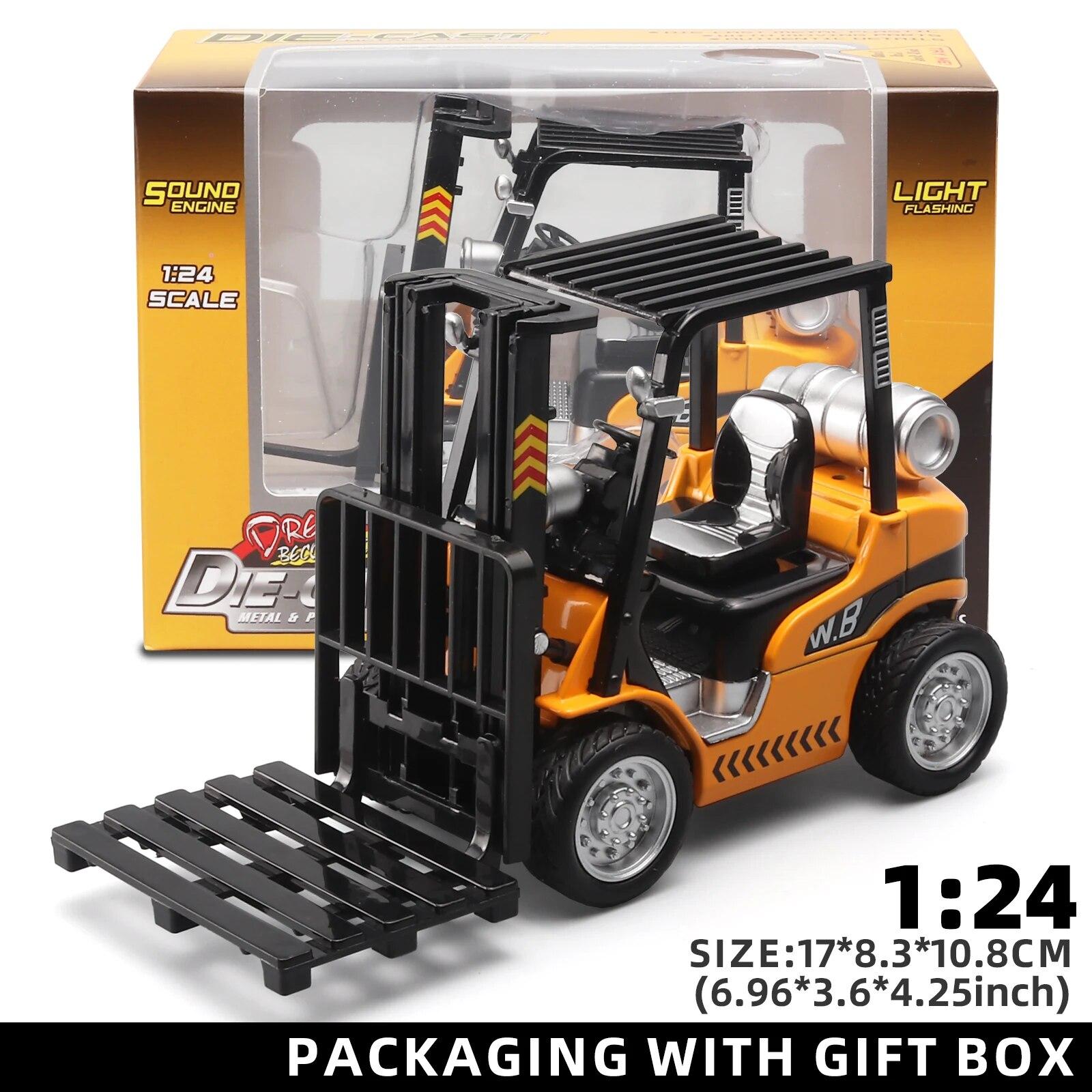 

1:24 Scale Alloy Construction Forklift & Crane Toy Model with Retroactive Motion & Sound & Light Effects - Ideal for Kids Play