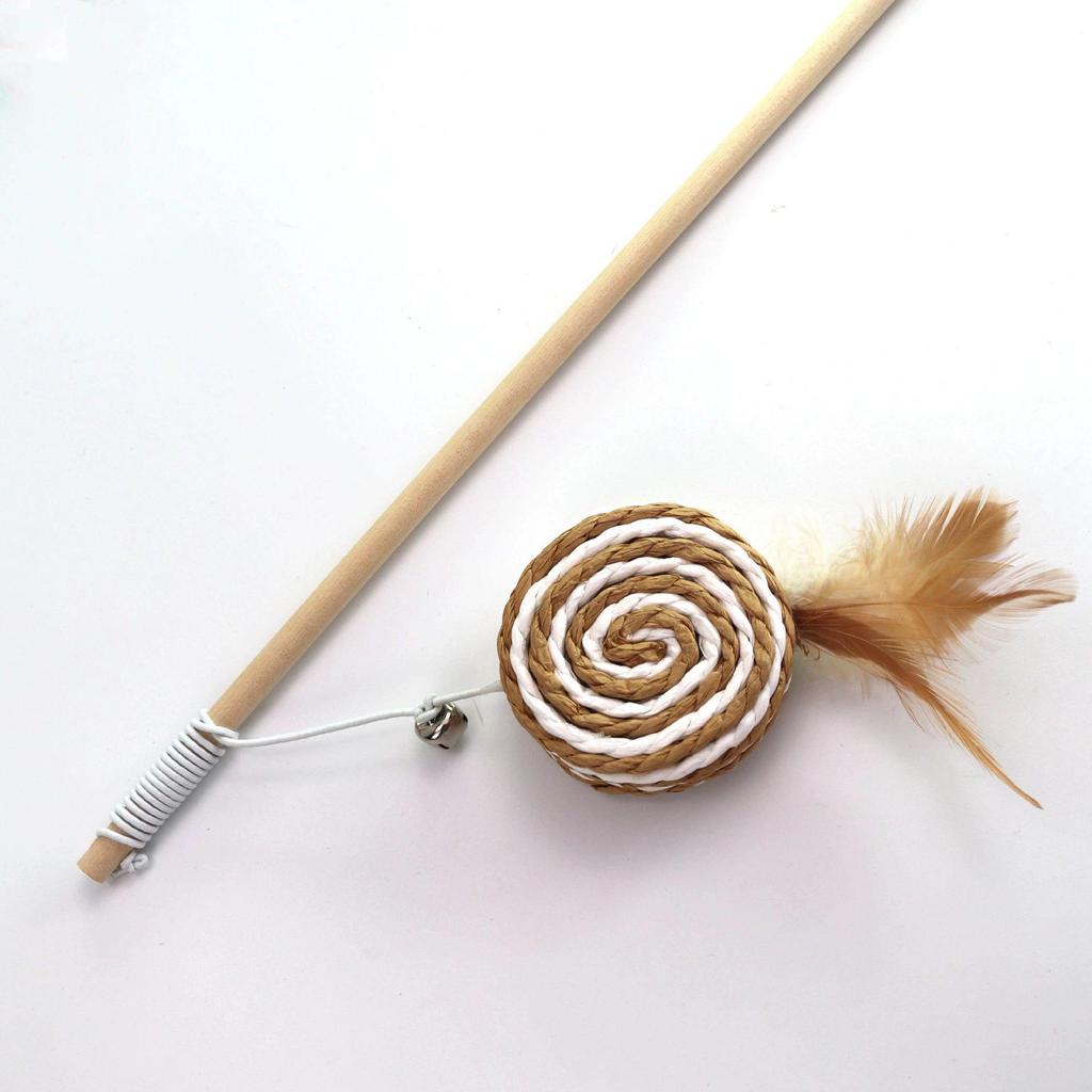 Linen Mouse Cat Teaser Wand with Bell - Boredom Relief Toy for Cats