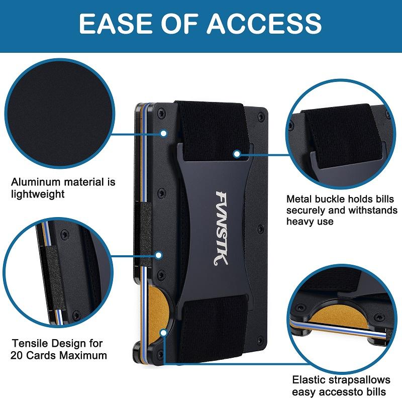 Brieftasche – Kreditkartenetui mit Blockierung der Vordertasche – Metall-Geldbörse mit Geldscheinklammer