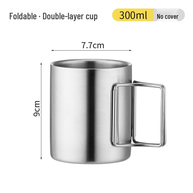 HORNED PANSY Double-layer Stainless Steel Camping Mug with Foldable Handle