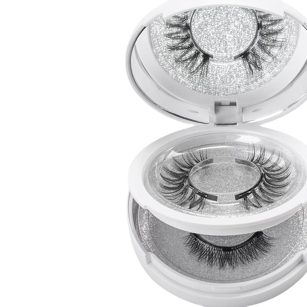 2-Pair Magnetic Eyelashes Set with Mirror Storage Box & Applicator - Natural Look, Glue-Free, Reusable, and Easy To Apply