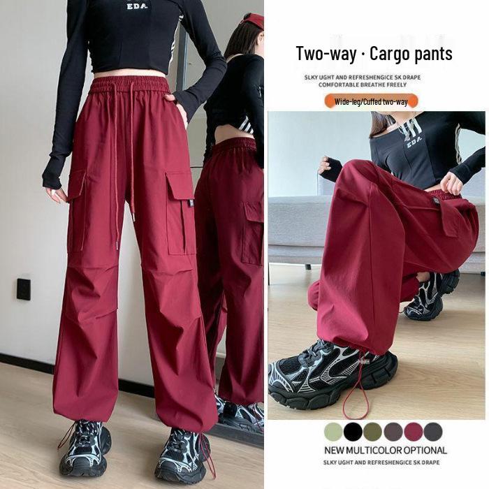 

High-Waist Slimming Women s Wide-Leg Sports Pants - Spring/Autumn 2024 Trend Small красный