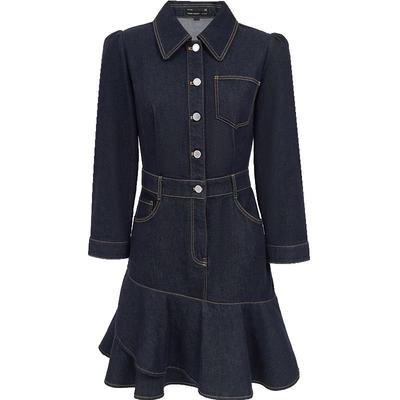 Women's Autumn Contrast Stitch Denim Dress