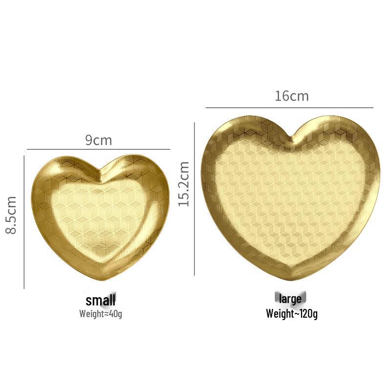 Nordic Korean-Style Stainless Steel Heart-Shaped Tray for Jewelry, Decor, and Desserts