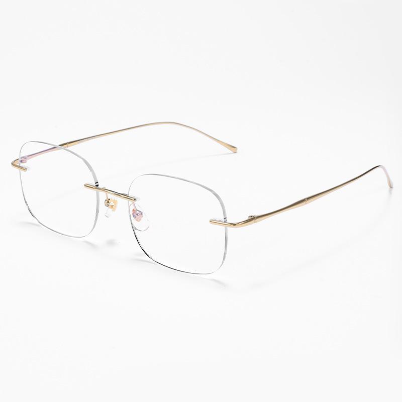 Black anti-blue light box rimless myopia glasses flat glasses light metal frame male pure desire super year frame