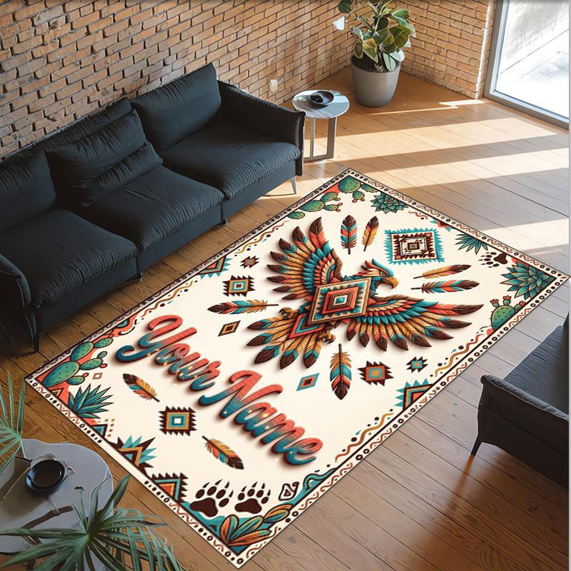 American Patriotic Theme Crystal Velvet Rug Personalized Custom Name Text Soft Floor Mat Home Decor
