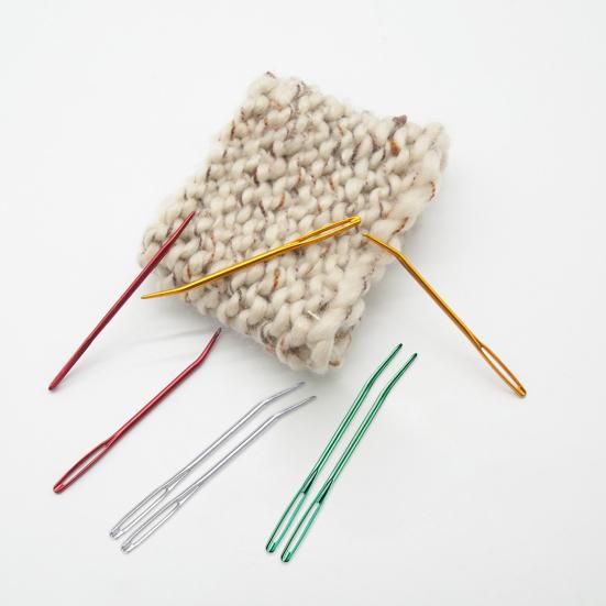 2Pcs Darning Needles Large Eye Aluminum Wool Sweater Sewing Knitting Crocheting Blunt Needles for Clothes