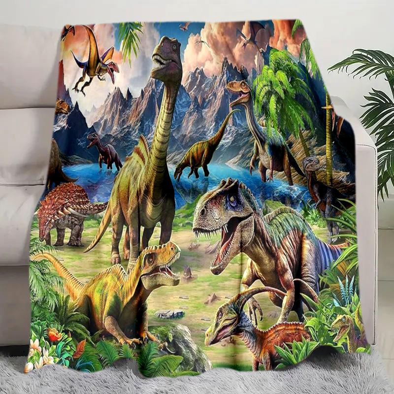 Dinosaur Adventure Blanket Perfect All Seasons Soft Comfortable Sofa Office Nap Travel Birthday Gift Christmas Present