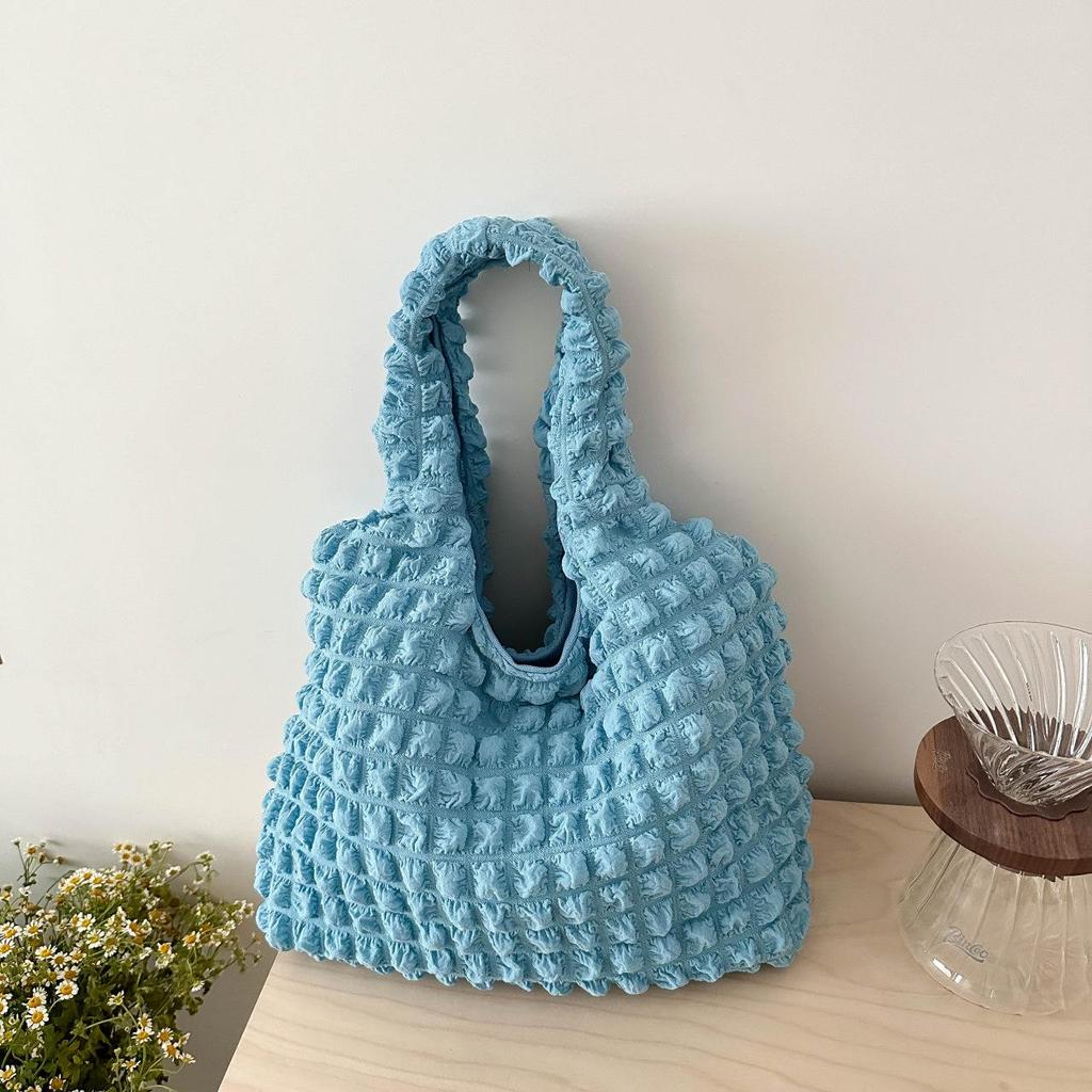 Korean Fashion Cloud Puff Floral Single-Shoulder Bag for Women - 2024 Winter Minimalist Handbag