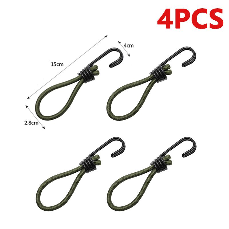 1-10x Outdoor Use Elastic Tent Bungee Rope With Hook Camping Canopy Luggage Stretch Buckle Ground Nail Strap Hiking Tent Accessories