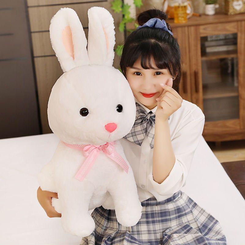 Emulational Rabbit Plush Toys Little Bunny Figurine Doll Girlfriend Scarf Rabbit Children Gift Desk Living Room Car Interior Decoration Fashion Girl