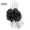Halloween Wrist Flower Gothic Corsage for Party, Black Wedding Corsage, Romantic Bracelet Floral Accessory Day of The Dead Prom, Bride, Groom,