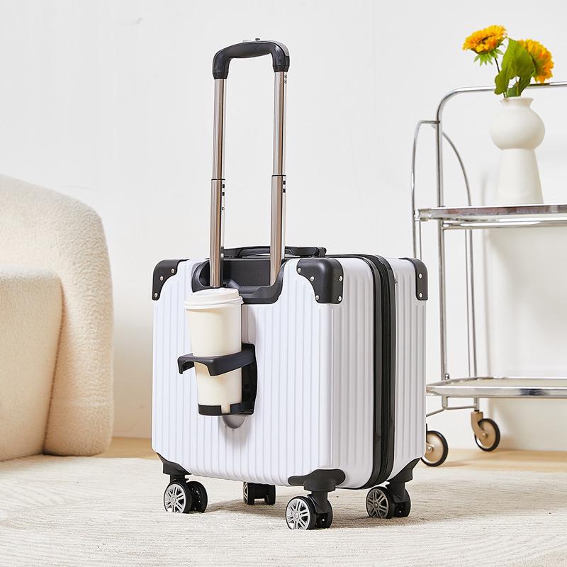 18-Inch Silent Spinner Carry-On Suitcase with Telescopic Handle and Password Lock