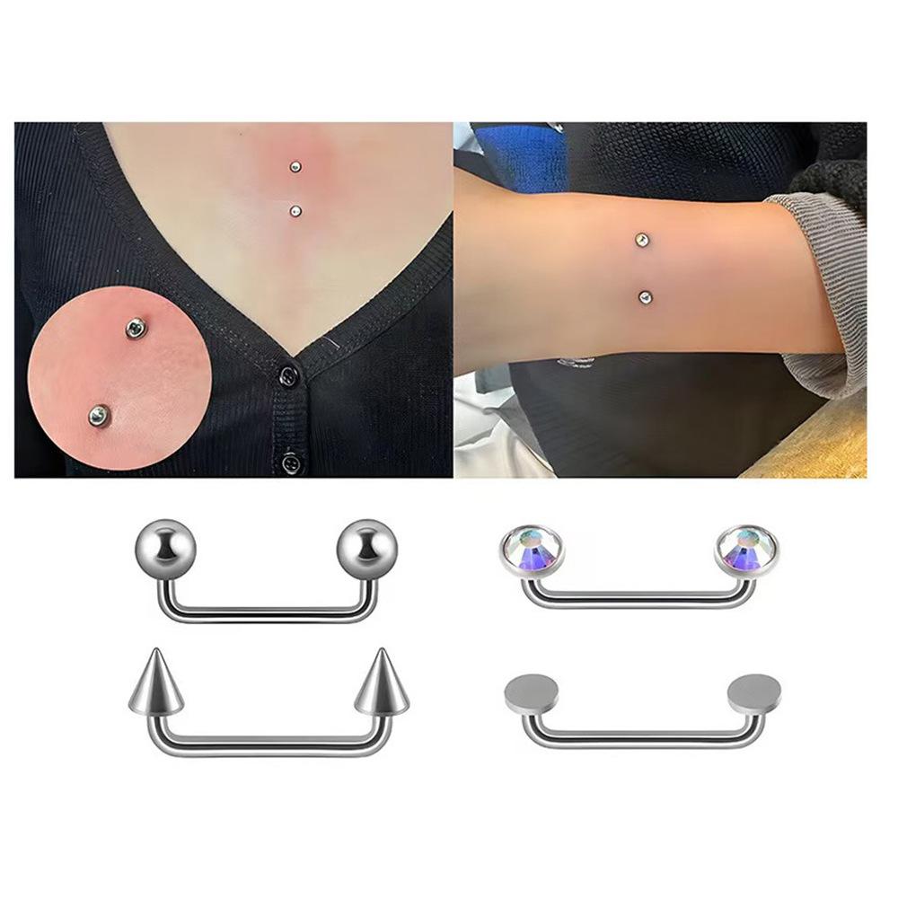 Титановый двусторонний изогнутый пирсинг-штанга для ключицы F136 с внутренней резьбой. 1.6mm x 10mm