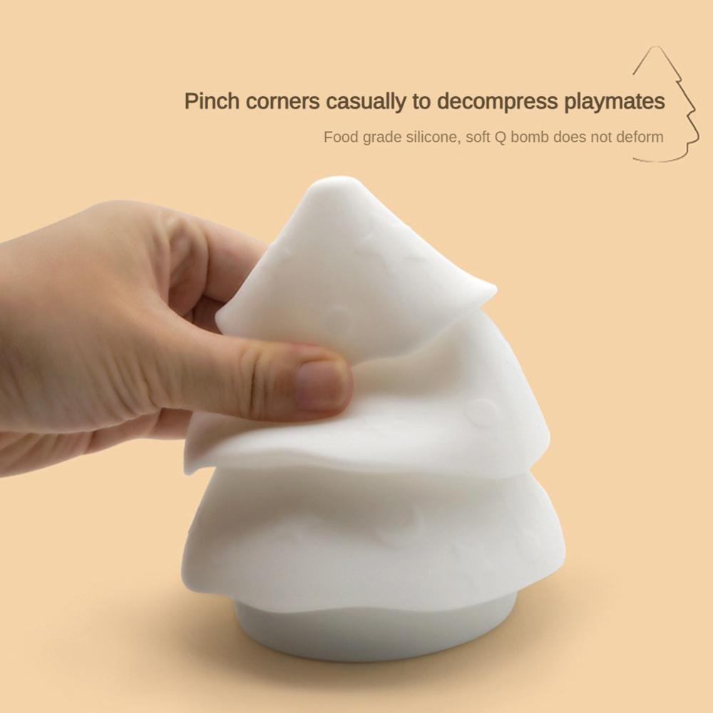 Christmas Tree Silicone Night Light Bedroom USB Atmosphere Night Lamp Living Room Desktop Decoration Creative Cartoon Table Lamp