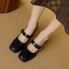 Mode NEU Frühling/Herbst Damen Pumps Echtes Leder Schuhe für Damen Eckige Zehenpartie Klobiger Absatz Damen Pumps Schnürschuhe Hoher Absatz Mary Janes