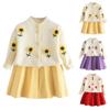 Toddler Kids Children Baby Girls Floral Knitted Cardigan Sweater Coats Skirt Set
