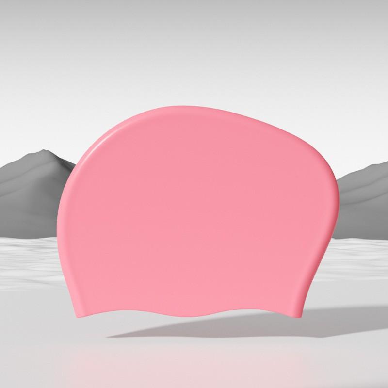 

Silicone Swimming Cap Women s Long Hair Waterproof Ear Protection Comfortable Enlarged Without Restriction рожевий