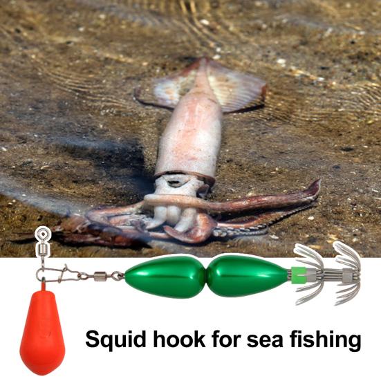 9CM/27G Squid Jig Hook with Colorful Beads Swivel Double-layer Umbrella Hook Cuttlefish Sleeve
