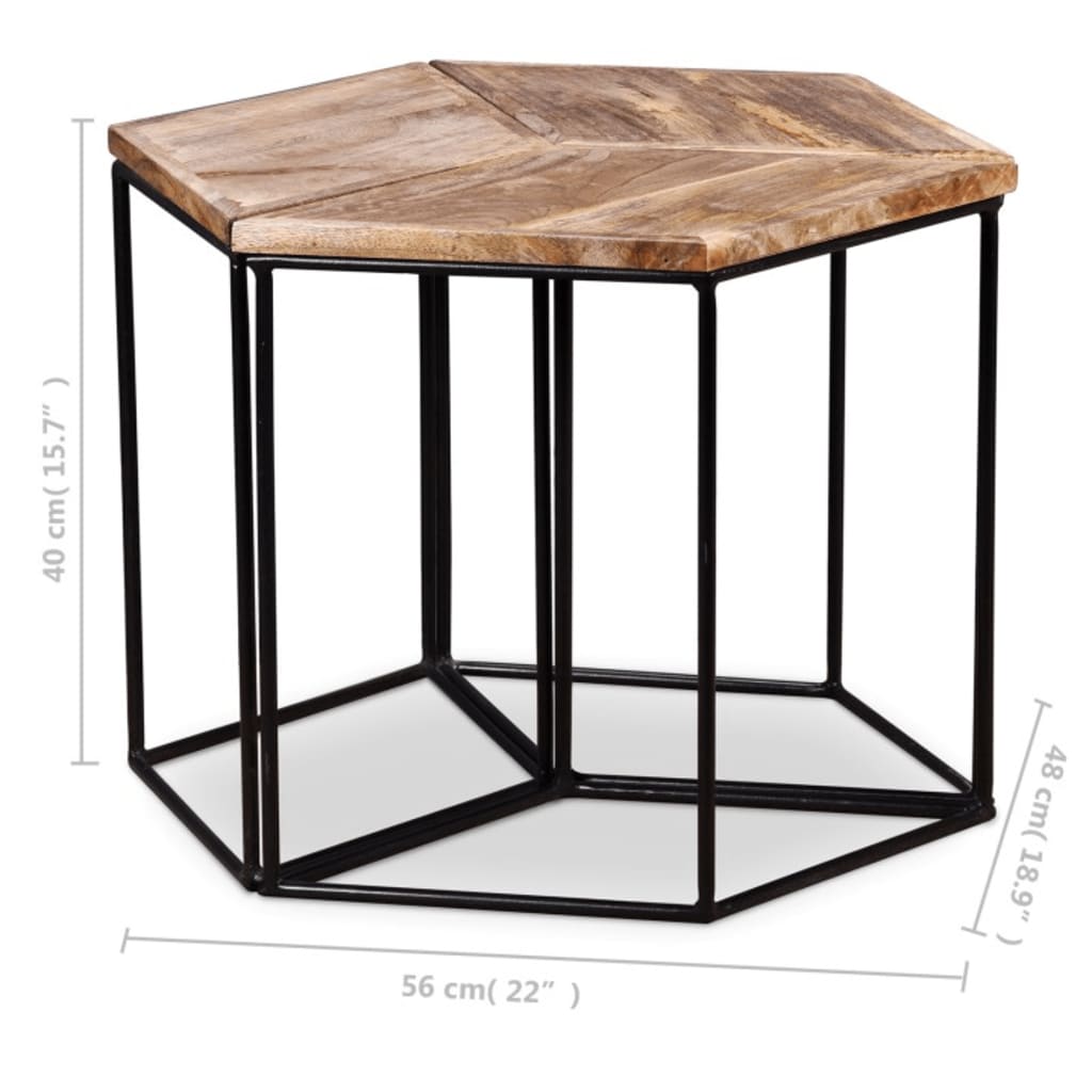 Solid Mango Wood Coffee Table 56 X 48 X 40 Cm