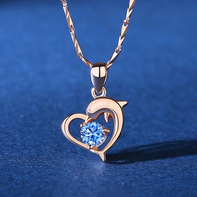 Collier Dauphin pour Femmes, Étudiant Simple Japonais et Coréen, Pendentif Cartoon, Chaîne Clavicule, Chaîne Pull, Chaîne de Cou