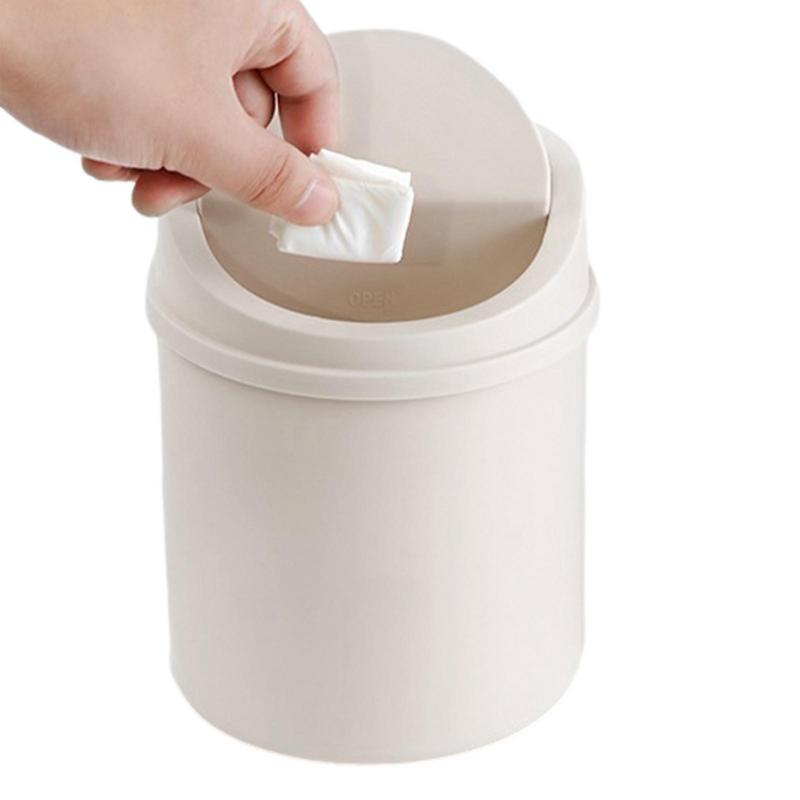 Household Trash Can Mini Desktop Bin Tube With Cover Bedroom Trash Garbage Can Clean Kitchen Storage Box Home OfficeDesk Dustbin