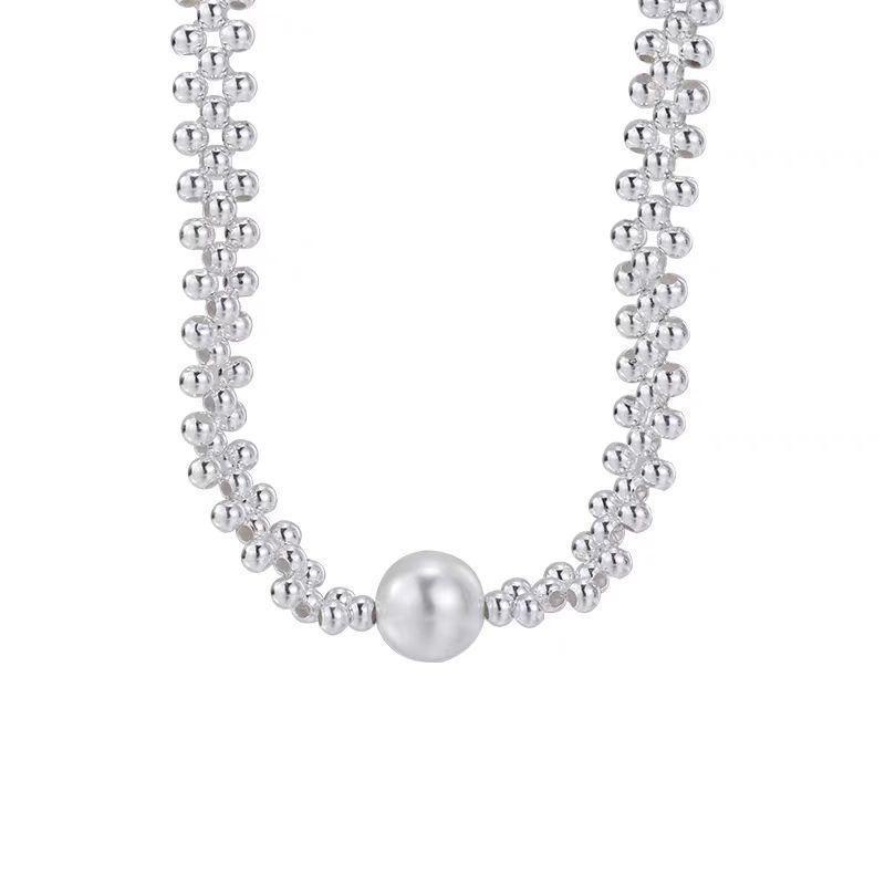 Elegant High-End Silver Bead & Pearl Bracelet for Women - Versatile and Stylish Celebrity Jewelry