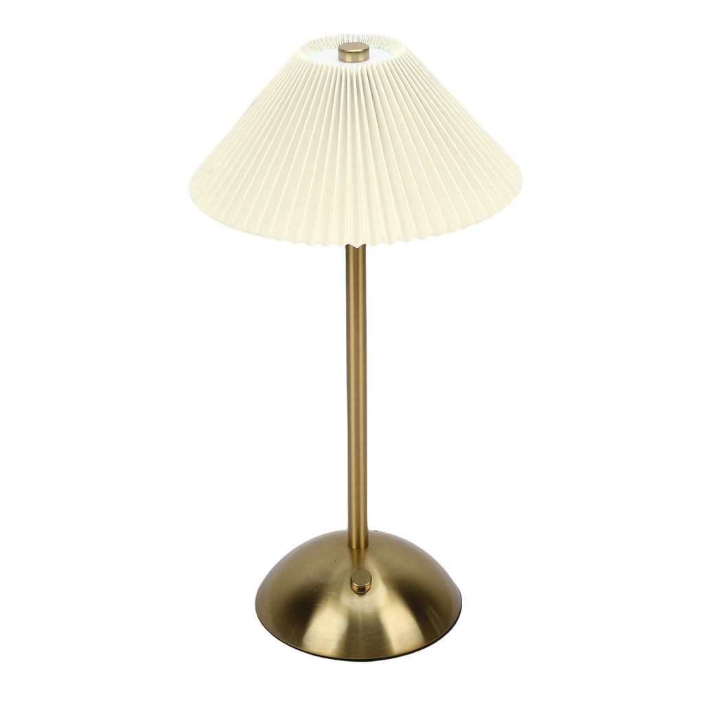 Pleated Table Lamp Touch Control 3 Colors Stepless Dimming USB Rechargeable Retro Cordless LED Nightstand Lamp for Bedside Living Room