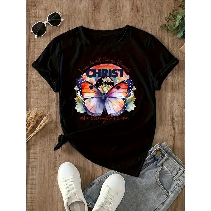 Plus Size - Plus Size - Women S Inspirational I Love All Things Christ Who Strengthens Me Graphic T-Shirt S чёрный