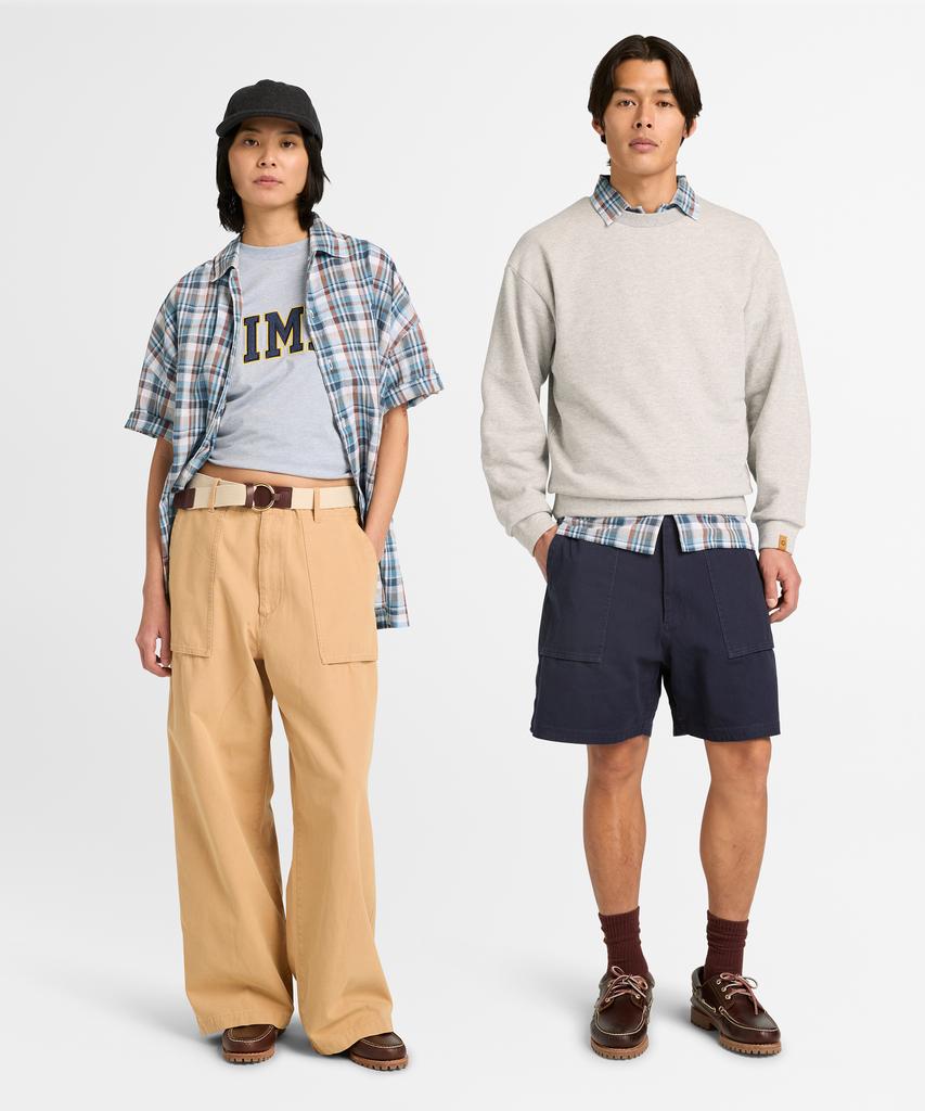 TIMBERLAND [Tokyo Design Collective] Yarn-Dyed Plaid Short Sleeve Shirt - Dark Denim / 0Yh3R-288
