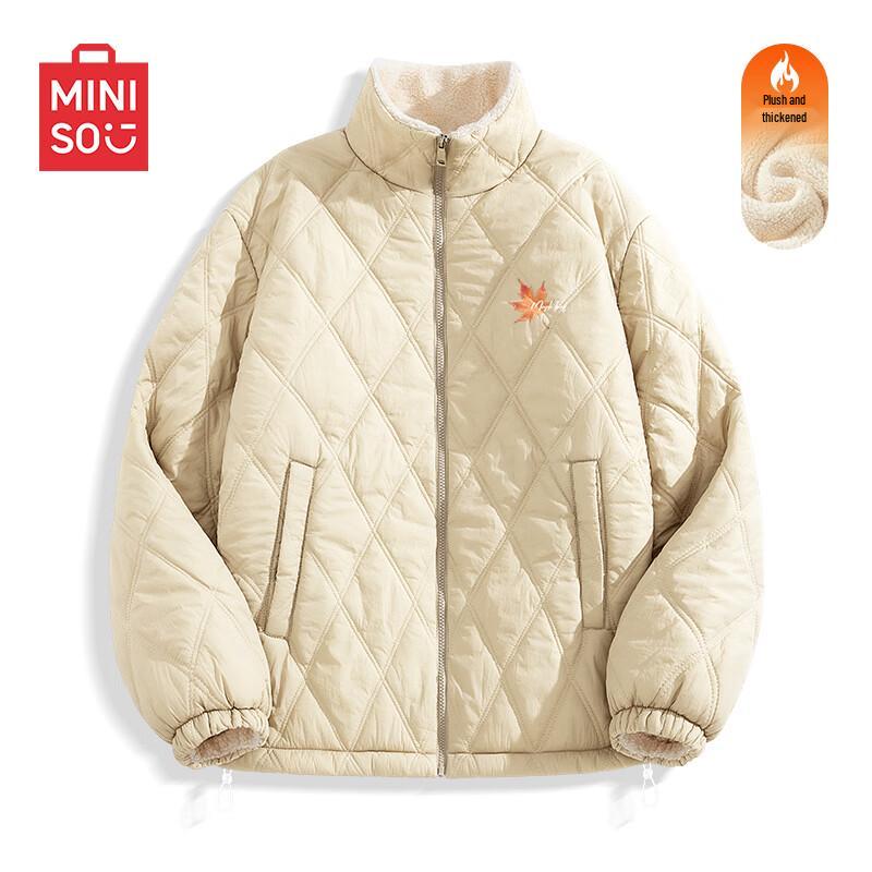 

MINISO Men s Fleece-Lined Stand Collar Winter Jacket L