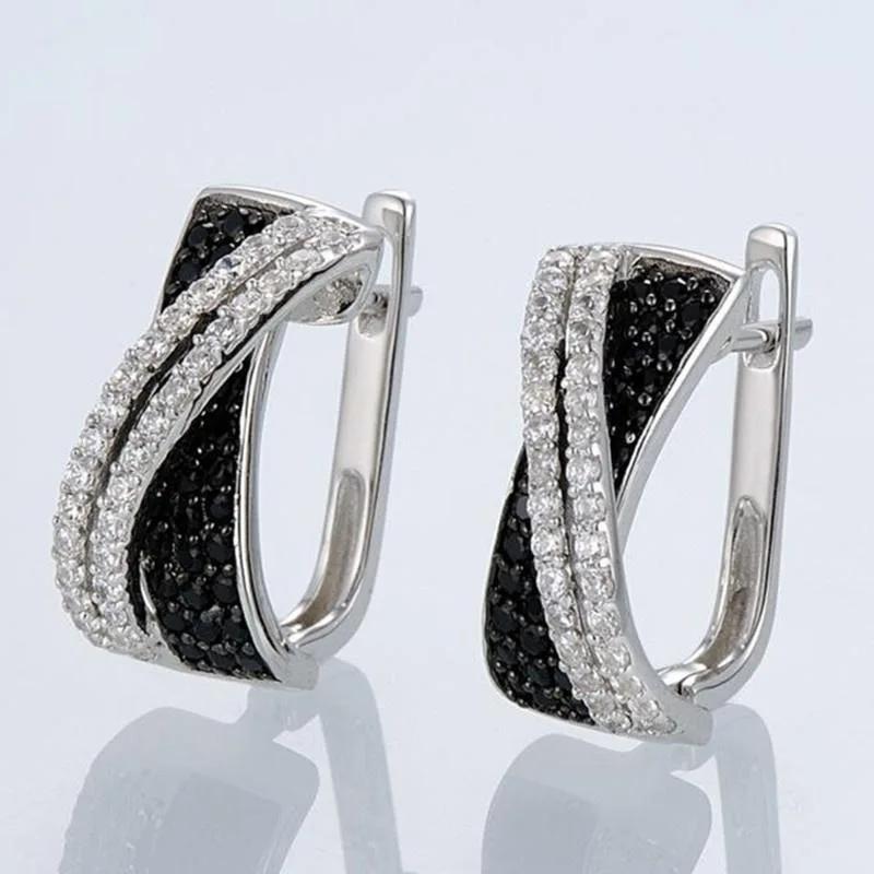 New Luxury Trendy Blue Cubic Zirconia Hoop Earrings Wedding Party Elegant Accessories For Women Anniversary Gift Jewelry