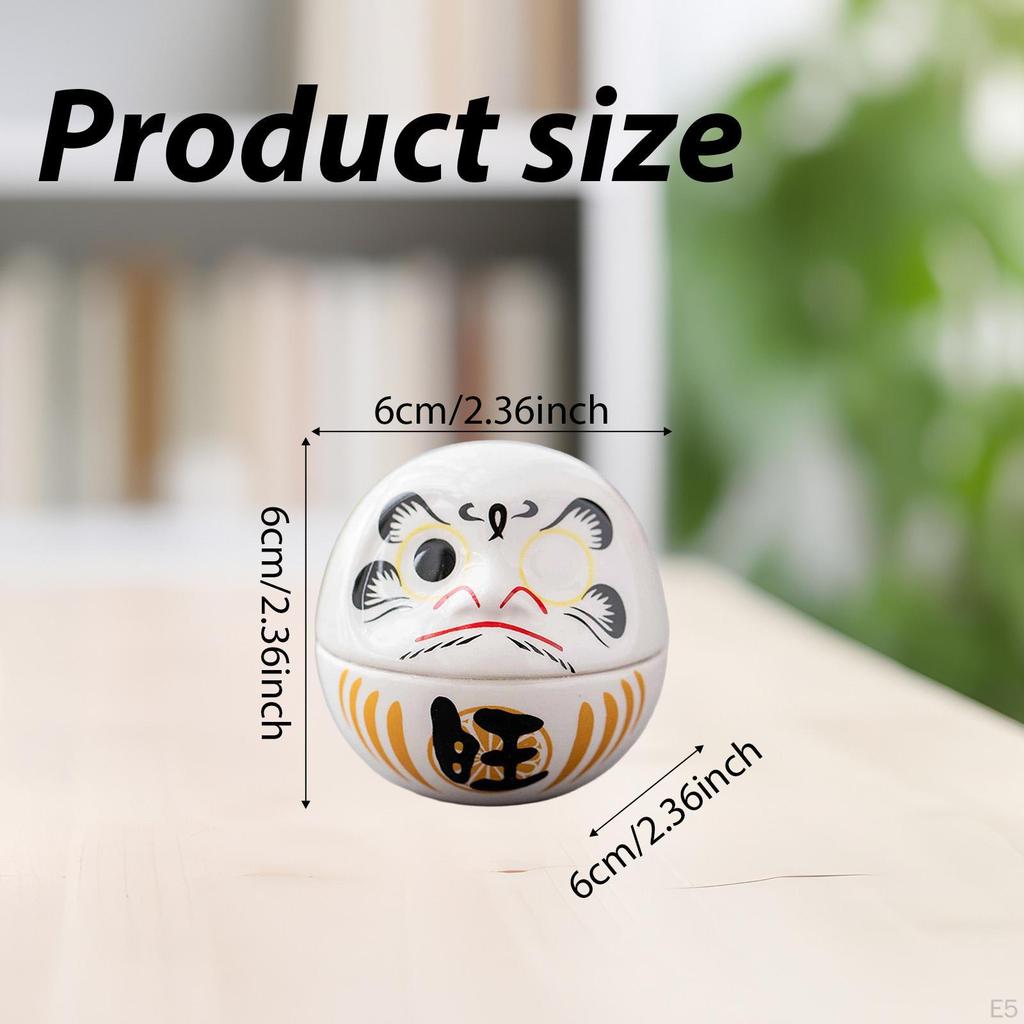 Kleine Keramik Daruma Puppe Japanische Kunst Skulptur Sammlerstück Tischmittelstück Dharma Dekoration