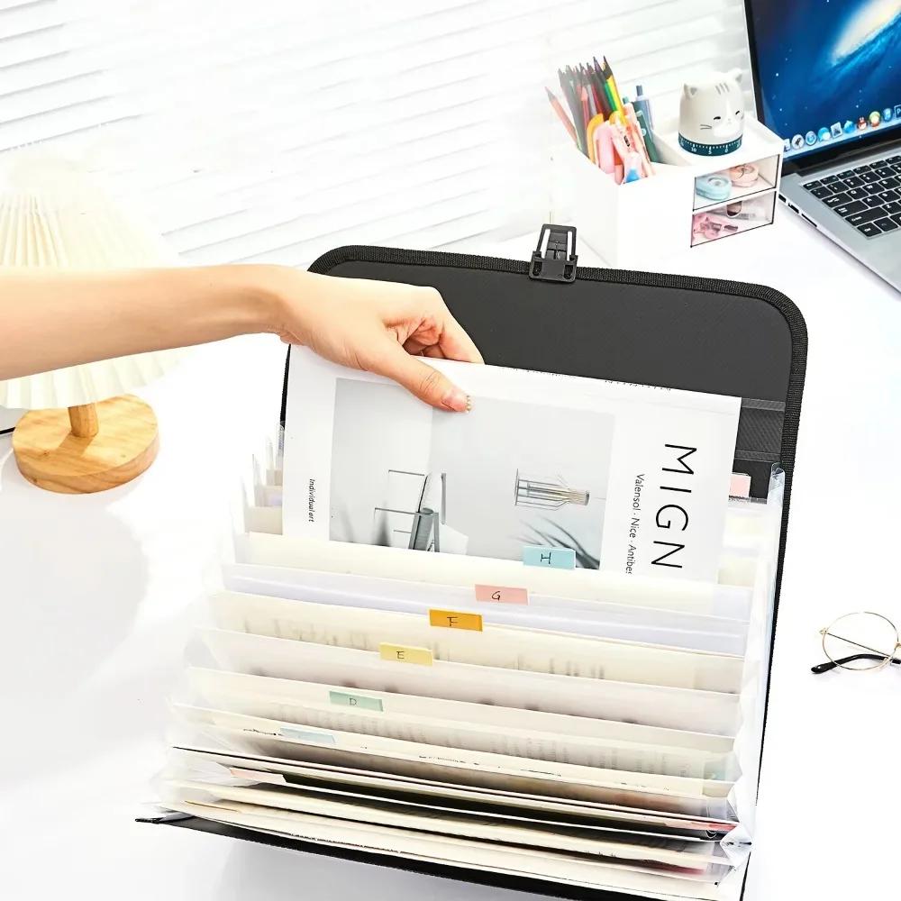 A4 Size Portable 13 Pockets Expanding Wallet File Folder Paper Document Storage Organ Bag Holder Office School Organizer Case