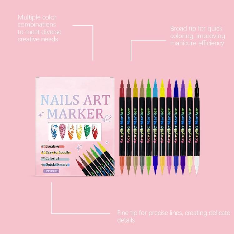 1Box Professional Nail Drawing Tool Bright Color Nail Point Graffiti Dotting Pen for Simple DIY Manicure Beginner