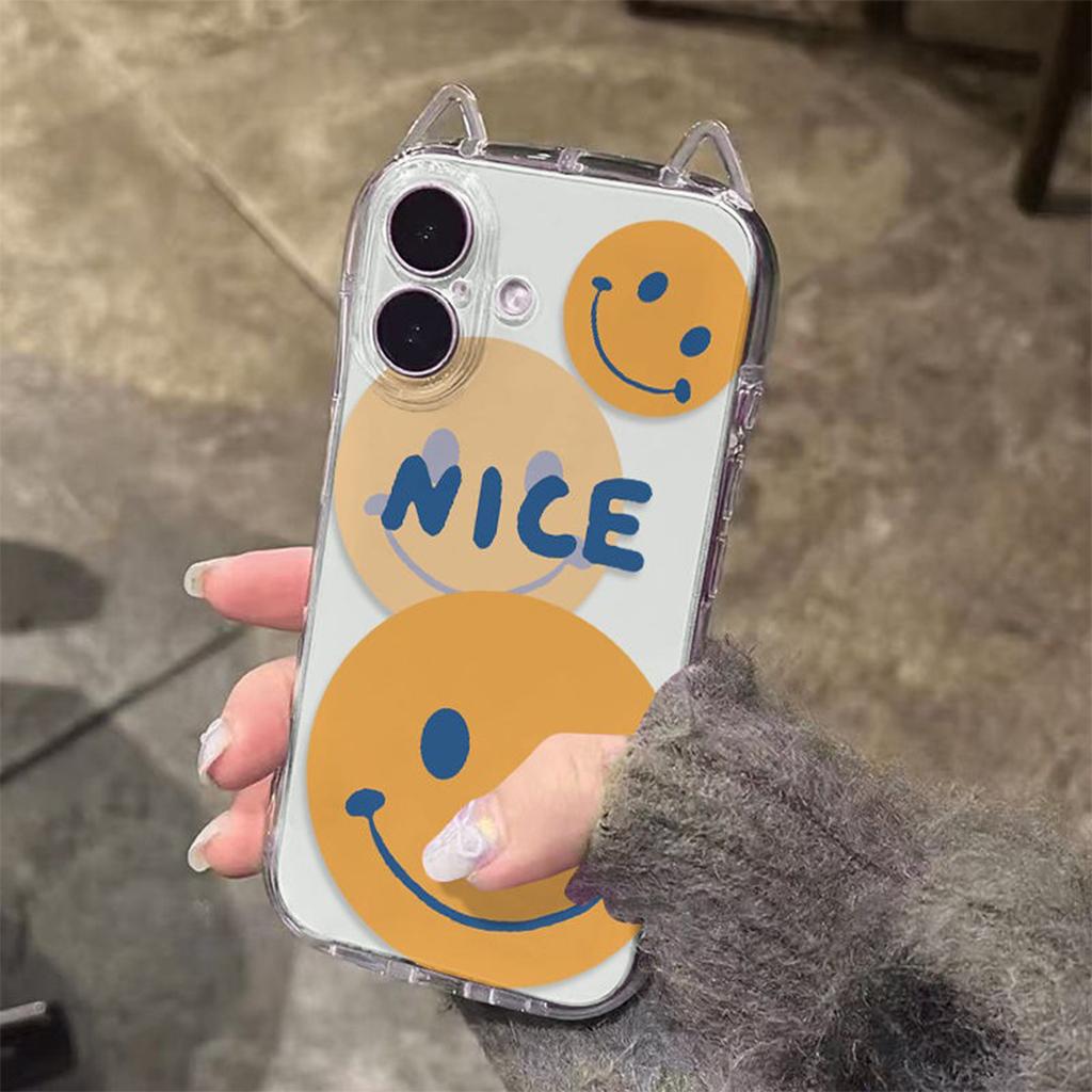 Transparent Cat Ears with Hanging Chain Airbag Anti-fall Mobile Phone Case Mobile Phone Anti-fall Soft Shell Tpu Silicone Mobile Phone Case