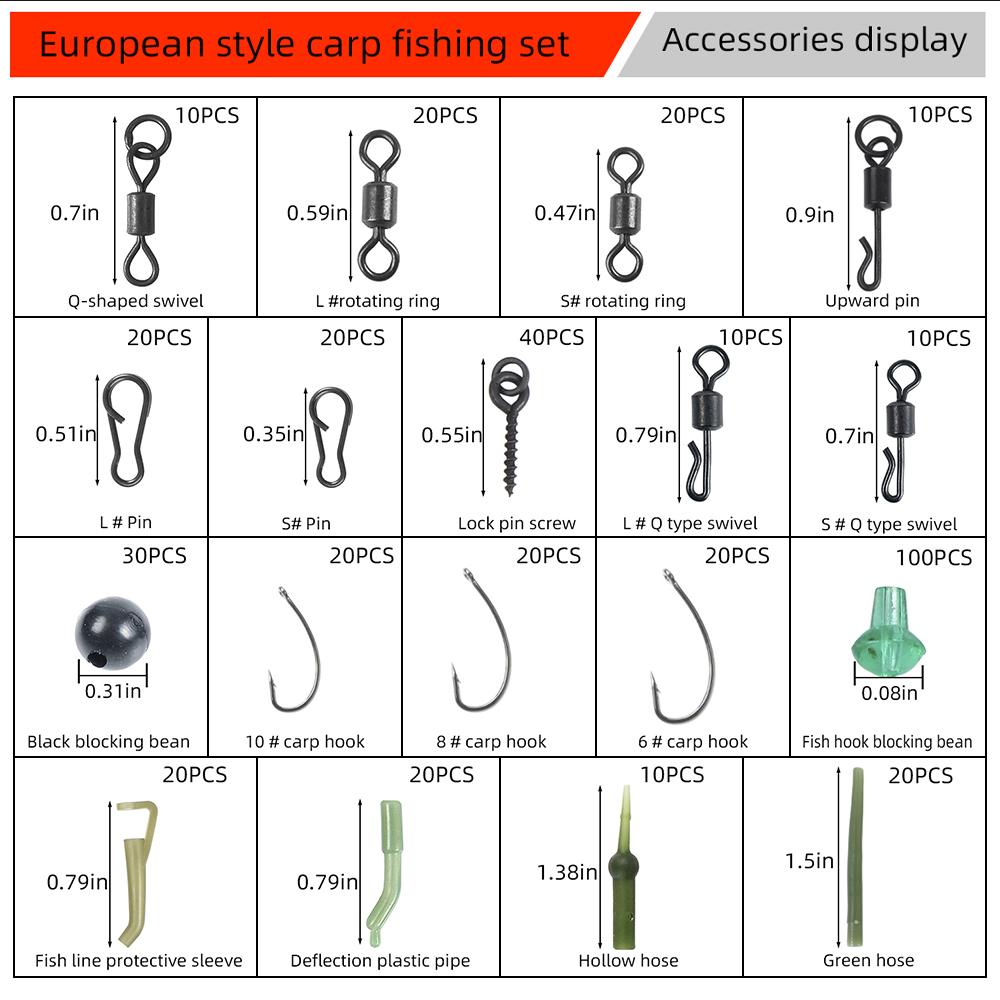 420-częściowy zestaw akcesoriów wędkarskich do karpi europejskich
