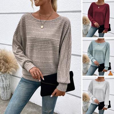 T-shirt femme col rond couleur unie manches longues coupe ample automne