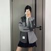 New TB Women's Shirt Spring and Autumn High-end Casual Versatile Left and Right Color Matching Lapel Zipper Shirt Jacket